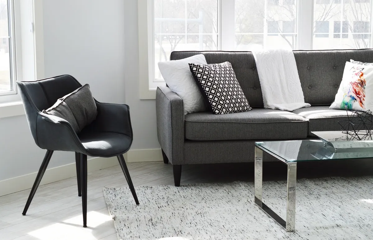 living room, chair, sofa, couch, home, condo, living room interior, furniture, modern, table, windows, decor, white, style, apartment, contemporary, floor, life